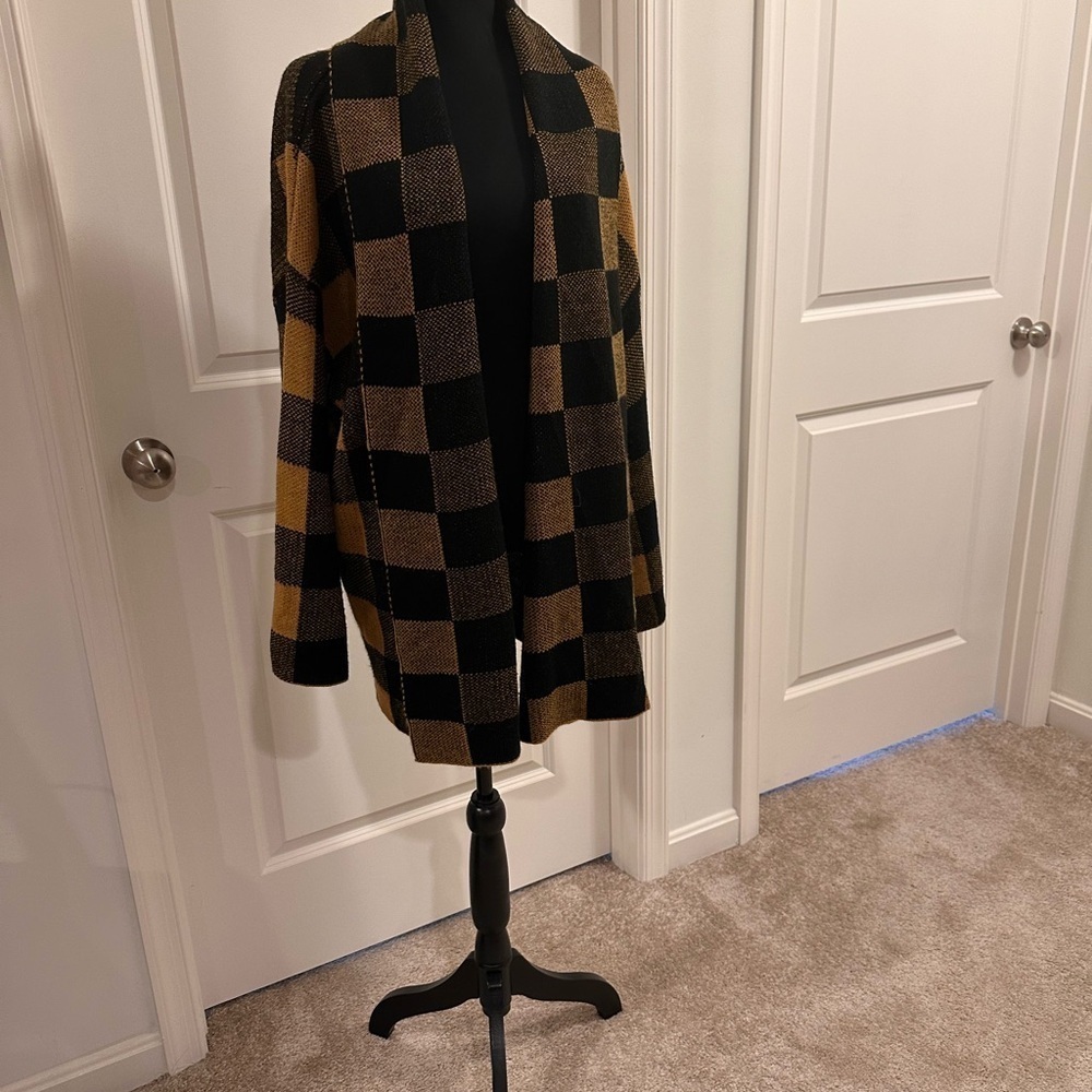 Abound Cardigan in Dark Mustard Yellow and Black